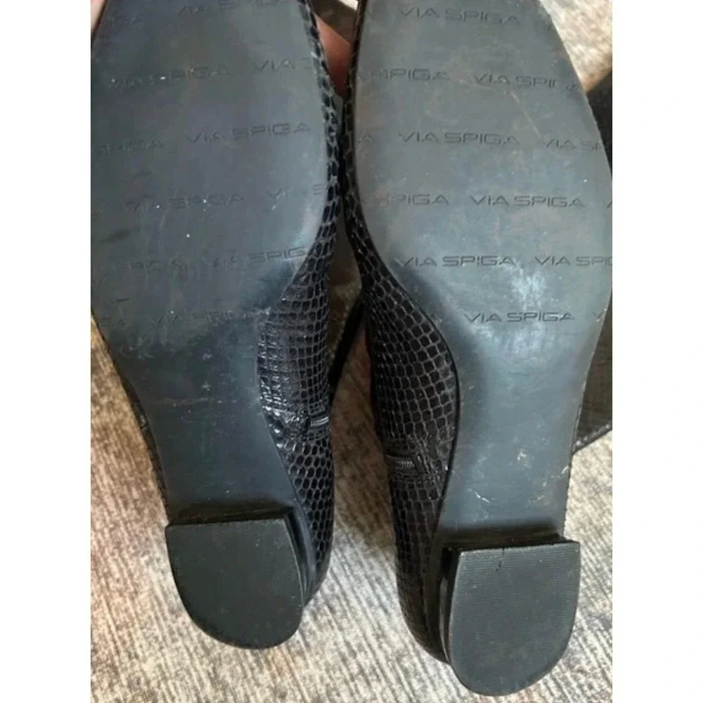 Via Spiga Black Kailey Leather Snake Embossed Knee-High Boot SZ 8.5